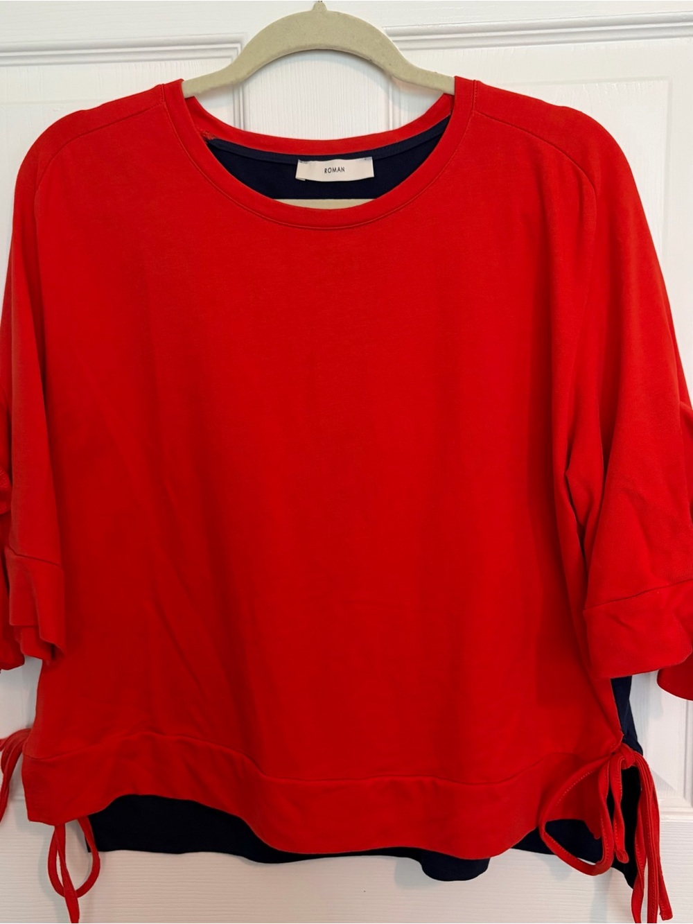 Bright Orange/Navy Knit Women's Top